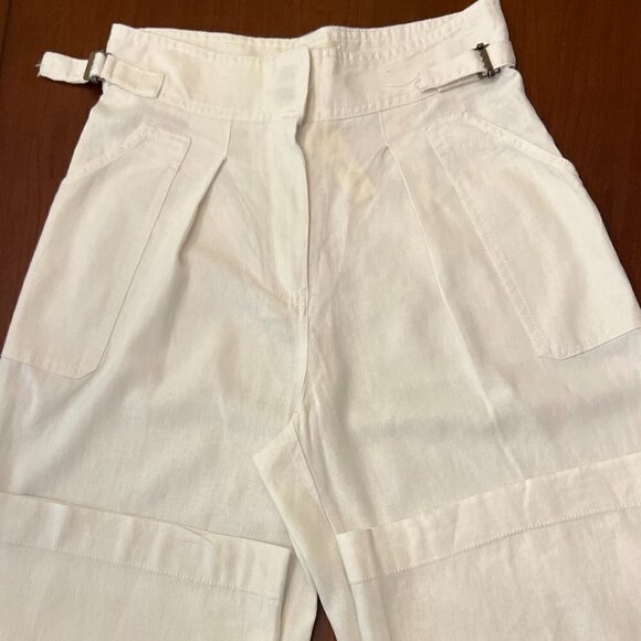 Max Studio Easy Leg Linen-Blend Trouser Size S in White - Picture 1 of 9